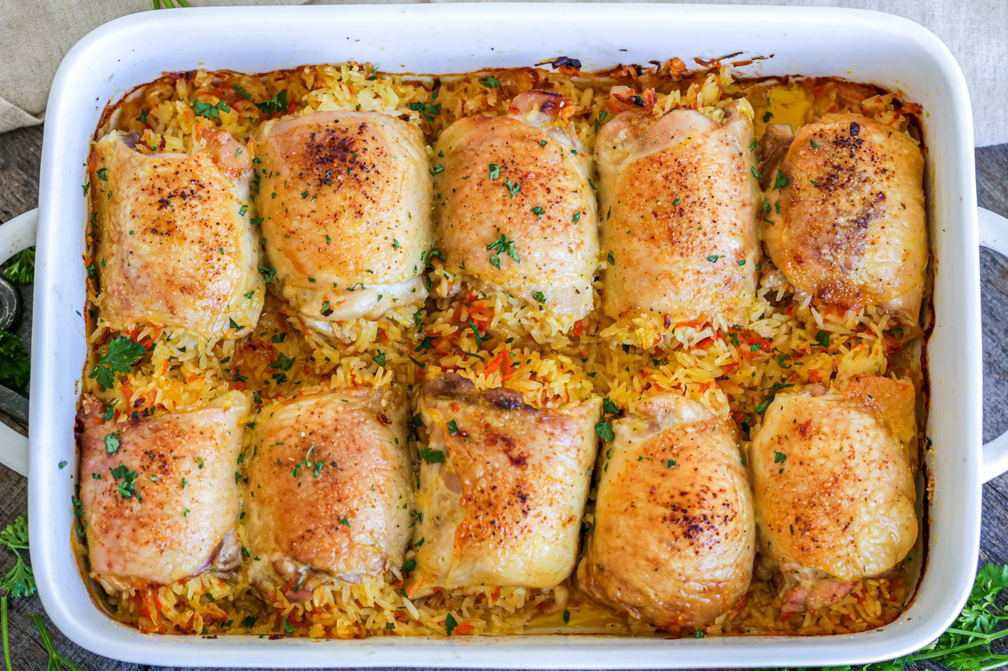 Baked Chicken Legs and Rice: