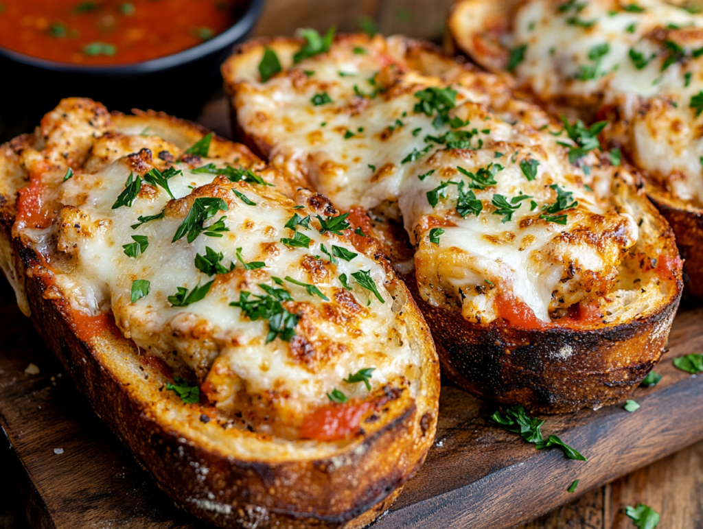 Chicken Parmesan Stuffed Garlic Bread 